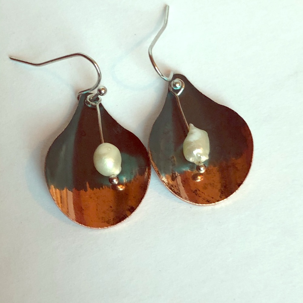 Earthy two toned copper loom ear